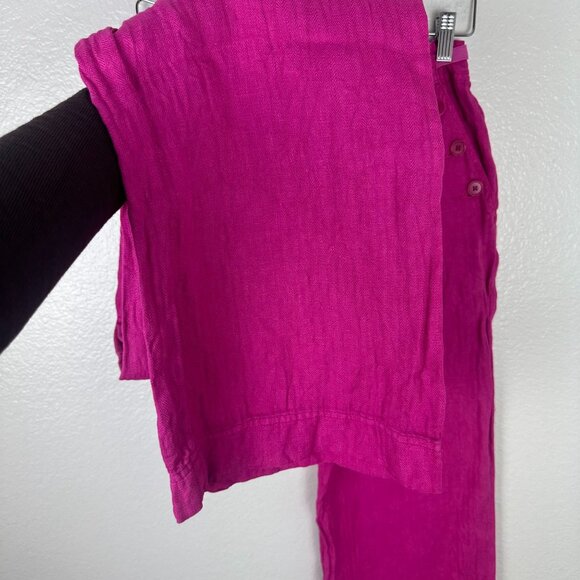 Sundance Oaklee Easy Linen Pants 6 Fuchsia Pink High Rise Straight Leg - Picture 6 of 10